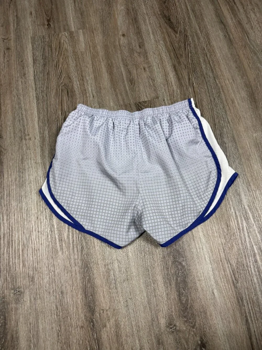 Nike Dry Fit Women's Running Shorts Grid Pattern Blue Mesh size M